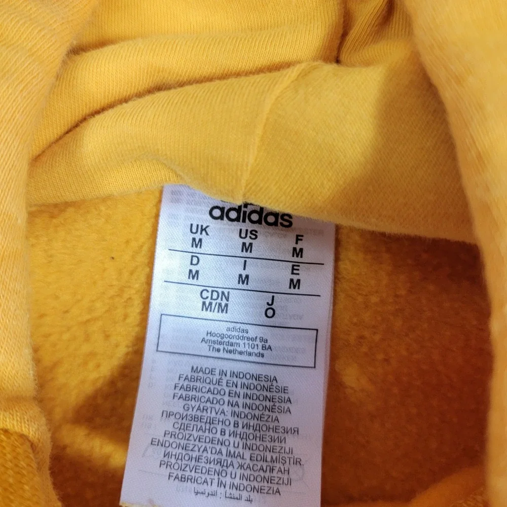Adidas Mens Hoodie Pullover Sweatshirt Yellow Training Activewear